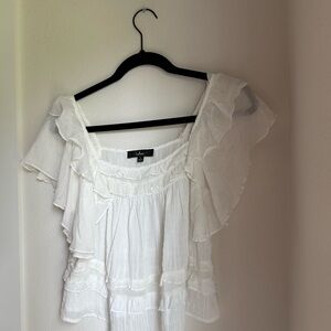 Lulus Definitely Angelic White Ruffled Short Sleeve Top
